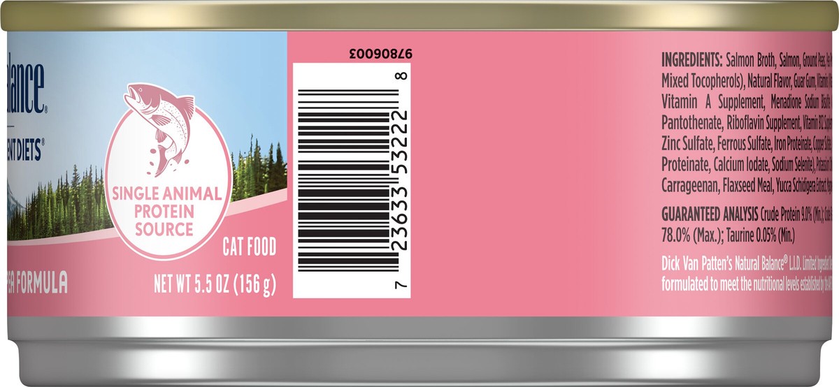 slide 6 of 7, Natural Balance Limited Ingredient Diets Salmon & Green Pea Formula Cat Food 5.5 oz, 5.5 oz