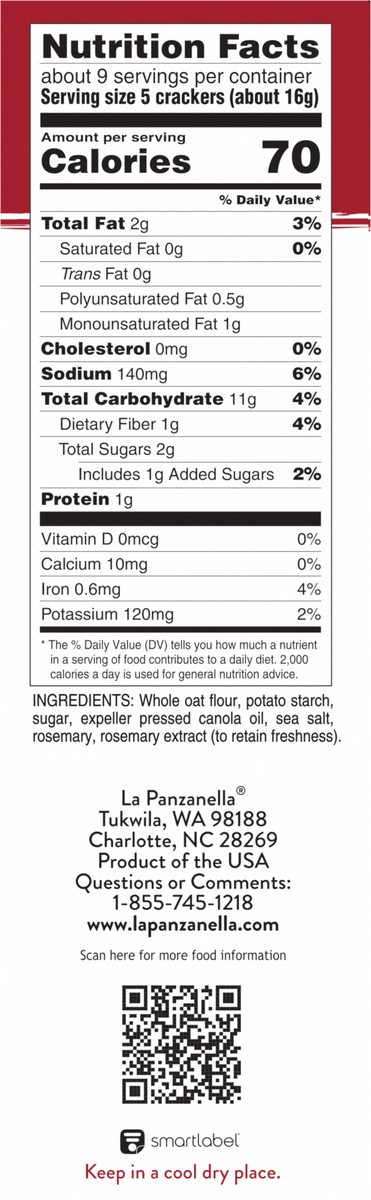 slide 5 of 7, La Panzanella Gluten-Free Rosemary Oat Thins, 5 oz