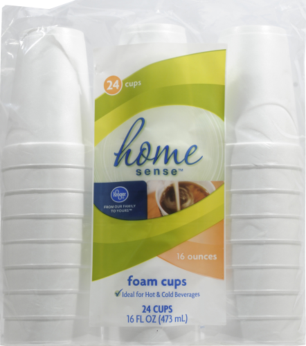 slide 1 of 1, Kroger Foam Cups - 24 Count, 24 ct /16 fl oz