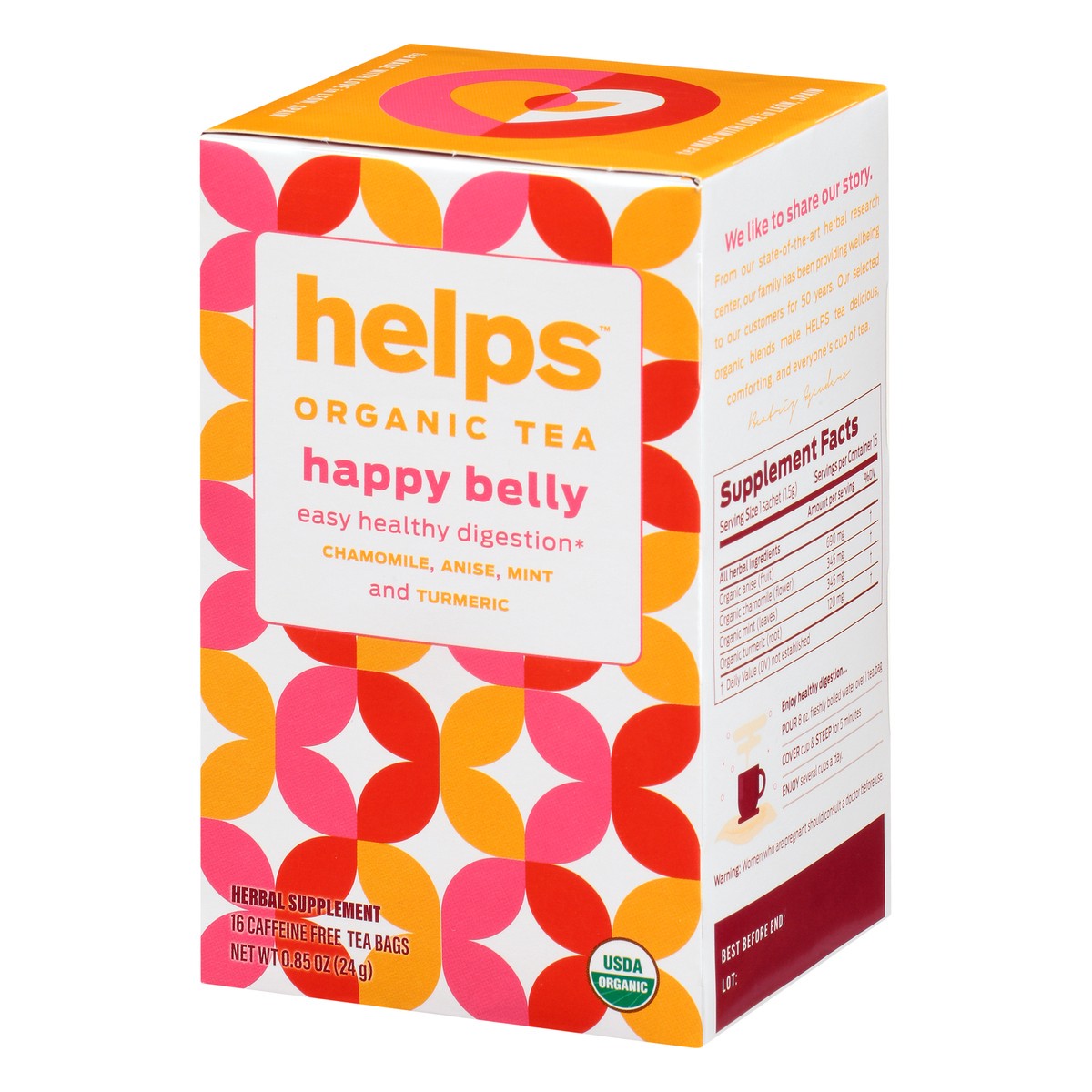 slide 3 of 9, Helps Organic Happy Belly Caffeine Free Bags Tea - 16 ct, 16 ct