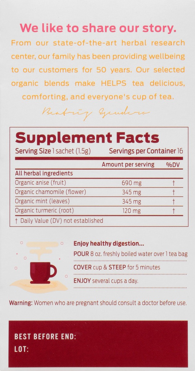 slide 8 of 9, Helps Organic Happy Belly Caffeine Free Bags Tea - 16 ct, 16 ct