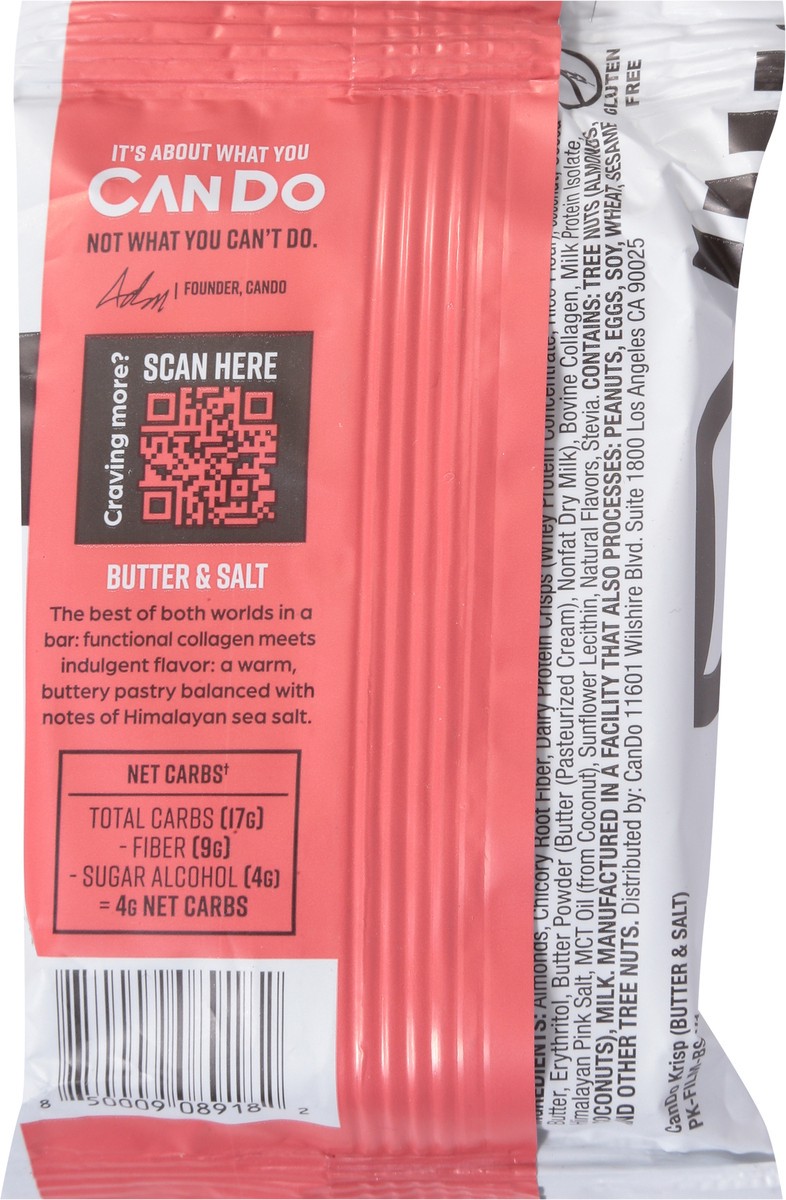 slide 9 of 9, CanDo Krisp Butter & Salt Protein Bar 1.8 oz, 1 ct