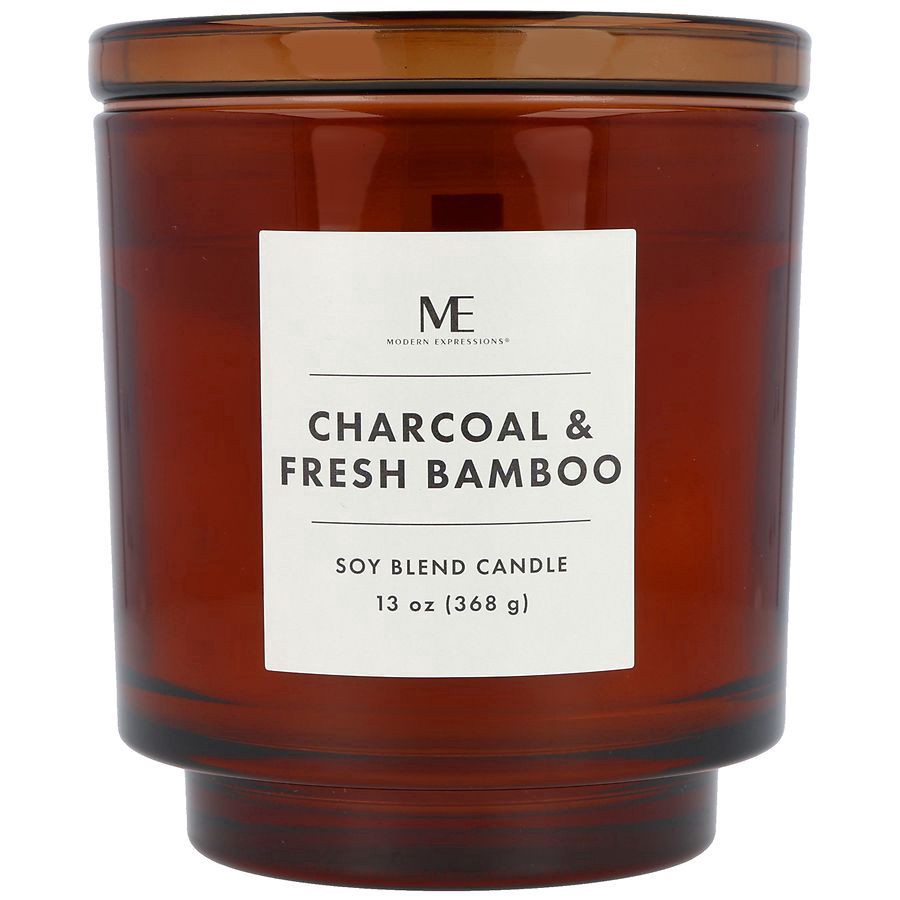 slide 1 of 5, Modern Expressions Soy Blend Candle Charcoal & Fresh Bamboo, 13 oz