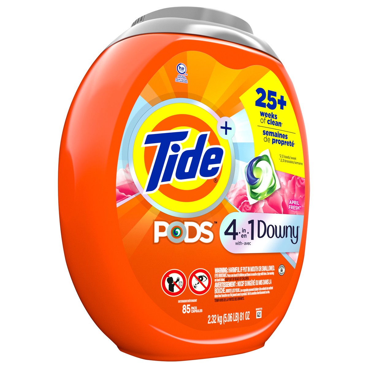 slide 2 of 4, Tide PODS with Downy, Liquid Laundry Detergent Pacs, April Fresh, 85 count, 85 ct