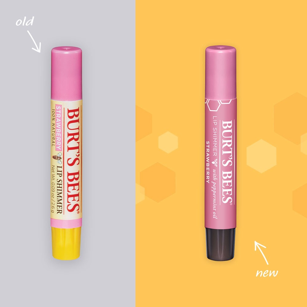 slide 3 of 5, Burt's Bees Strawberry with Peppermint Oil Lip Shimmer 0.09 oz, 1 ct