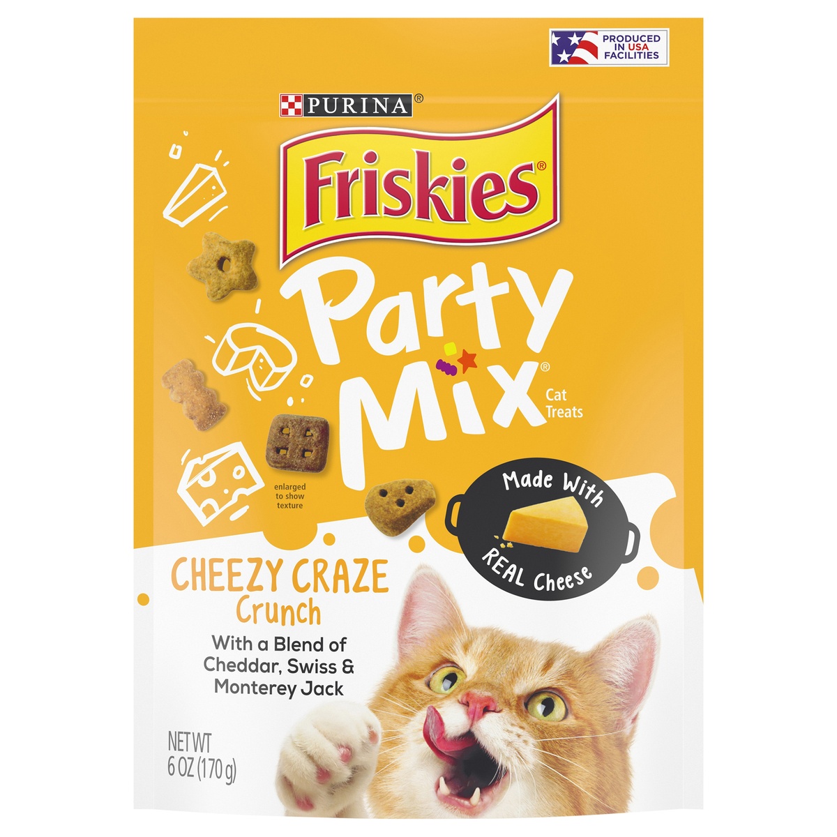 slide 1 of 1, Purina Friskies Party Mix Crunch Cheezy Craze Cat Treats, 6 oz