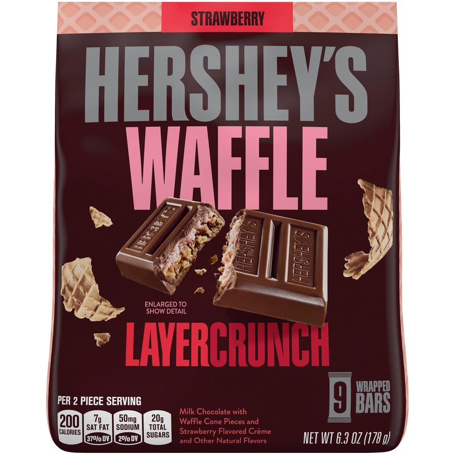 slide 1 of 7, Hershey's Waffle Strawberry Layer Crunch Wrapped Bars, 9 ct