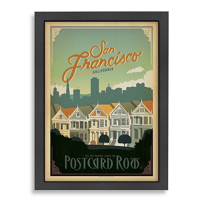 slide 1 of 1, Americanflat San Francisco Postcard Row Framed Wall Art, 1 ct