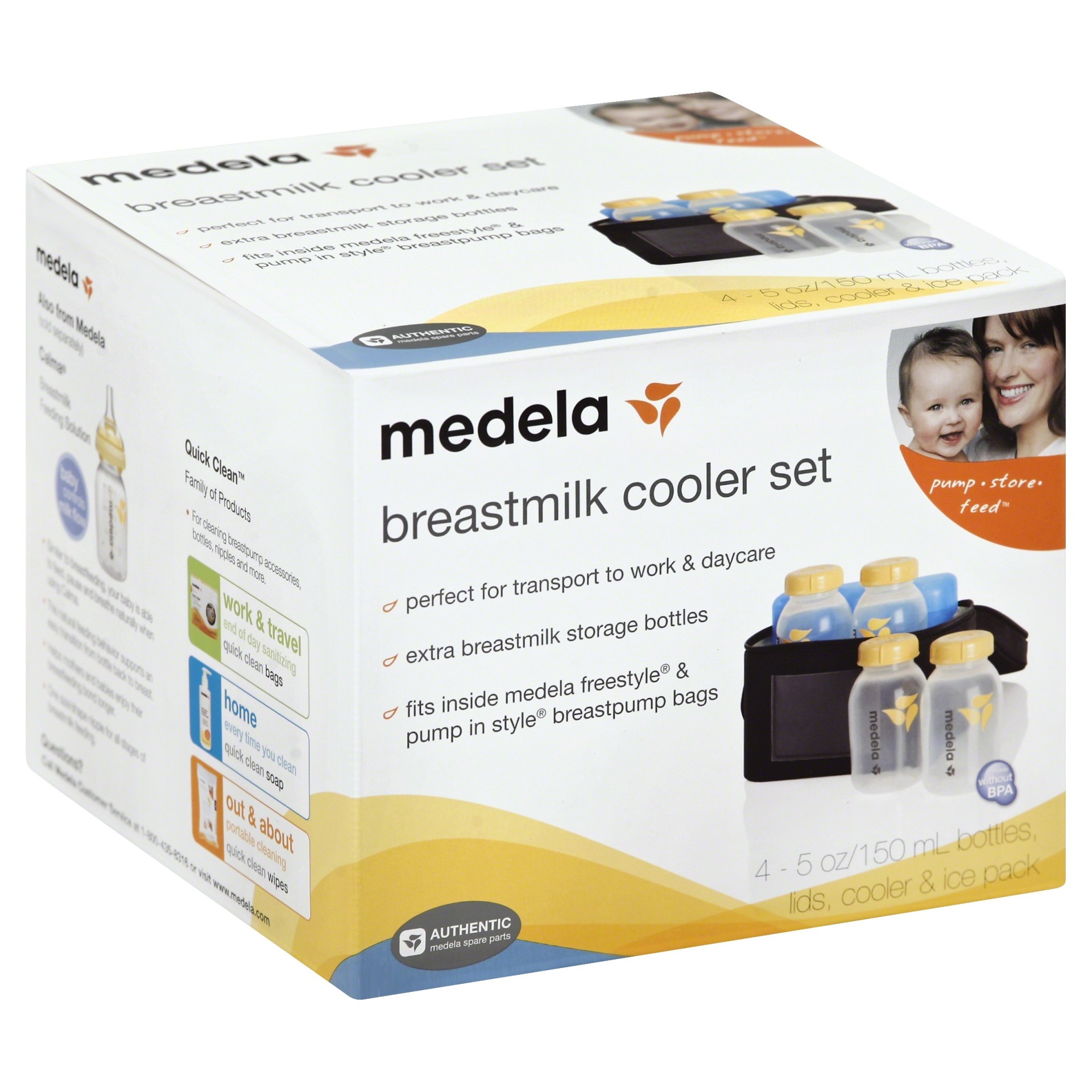 slide 1 of 3, Medela Breast Milk Cooler Set with Bottles & Lids, Cooler and Ice Pack, 24 qt