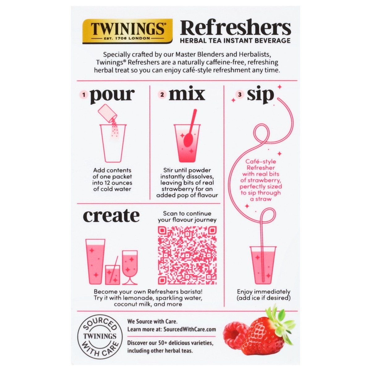 slide 4 of 14, Twinings Refreshers Instant Beverage Strawberry Raspberry Herbal Tea 5 Packets, 5 ct