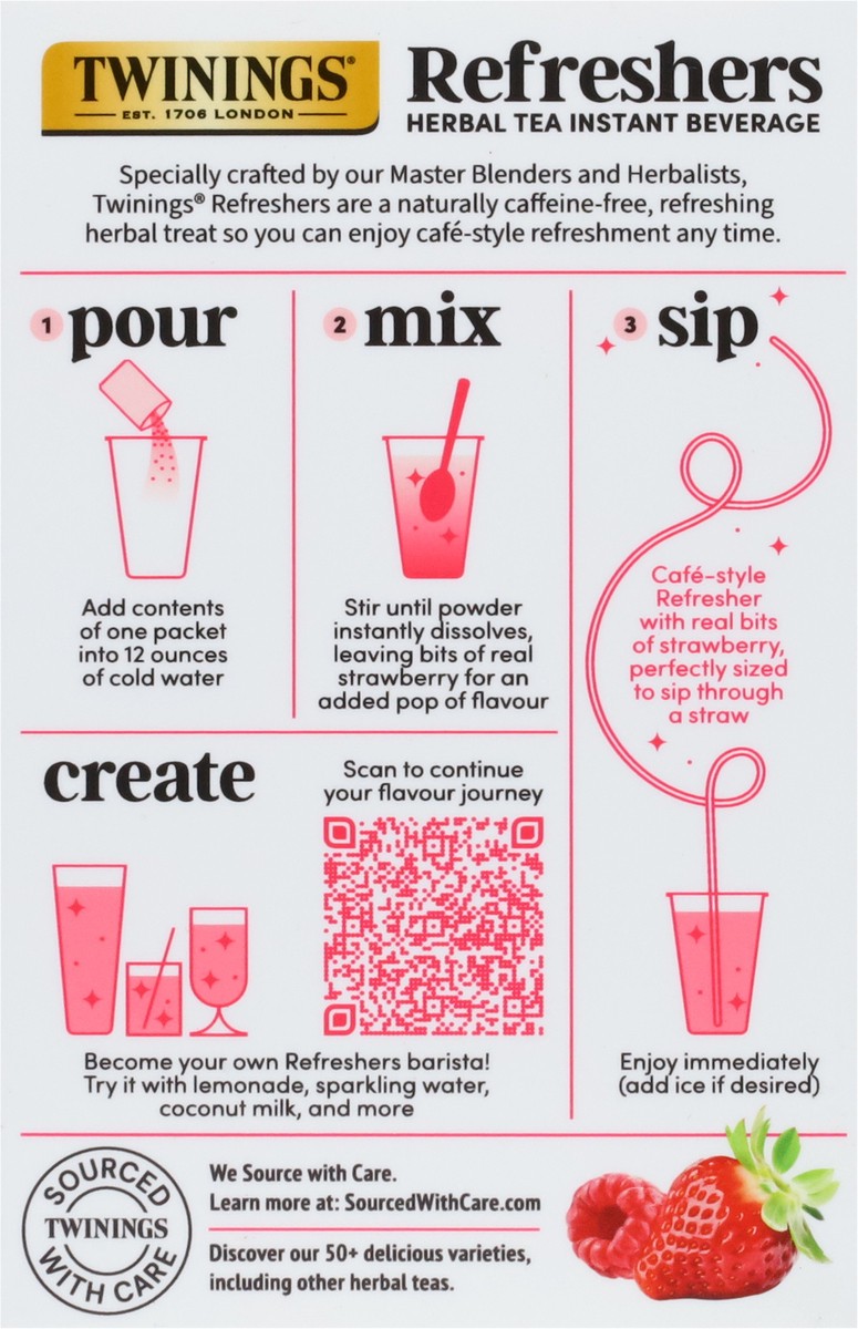 slide 3 of 14, Twinings Refreshers Instant Beverage Strawberry Raspberry Herbal Tea 5 Packets, 5 ct