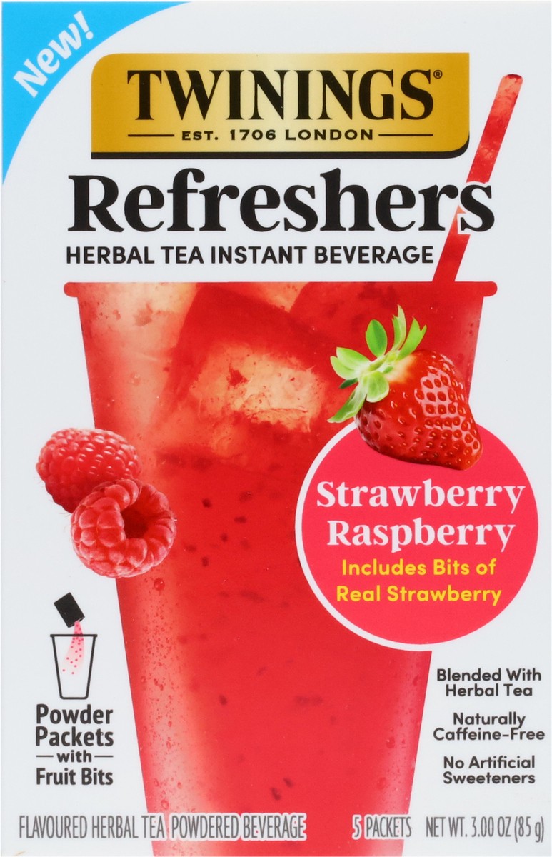 slide 14 of 14, Twinings Refreshers Instant Beverage Strawberry Raspberry Herbal Tea 5 Packets, 5 ct