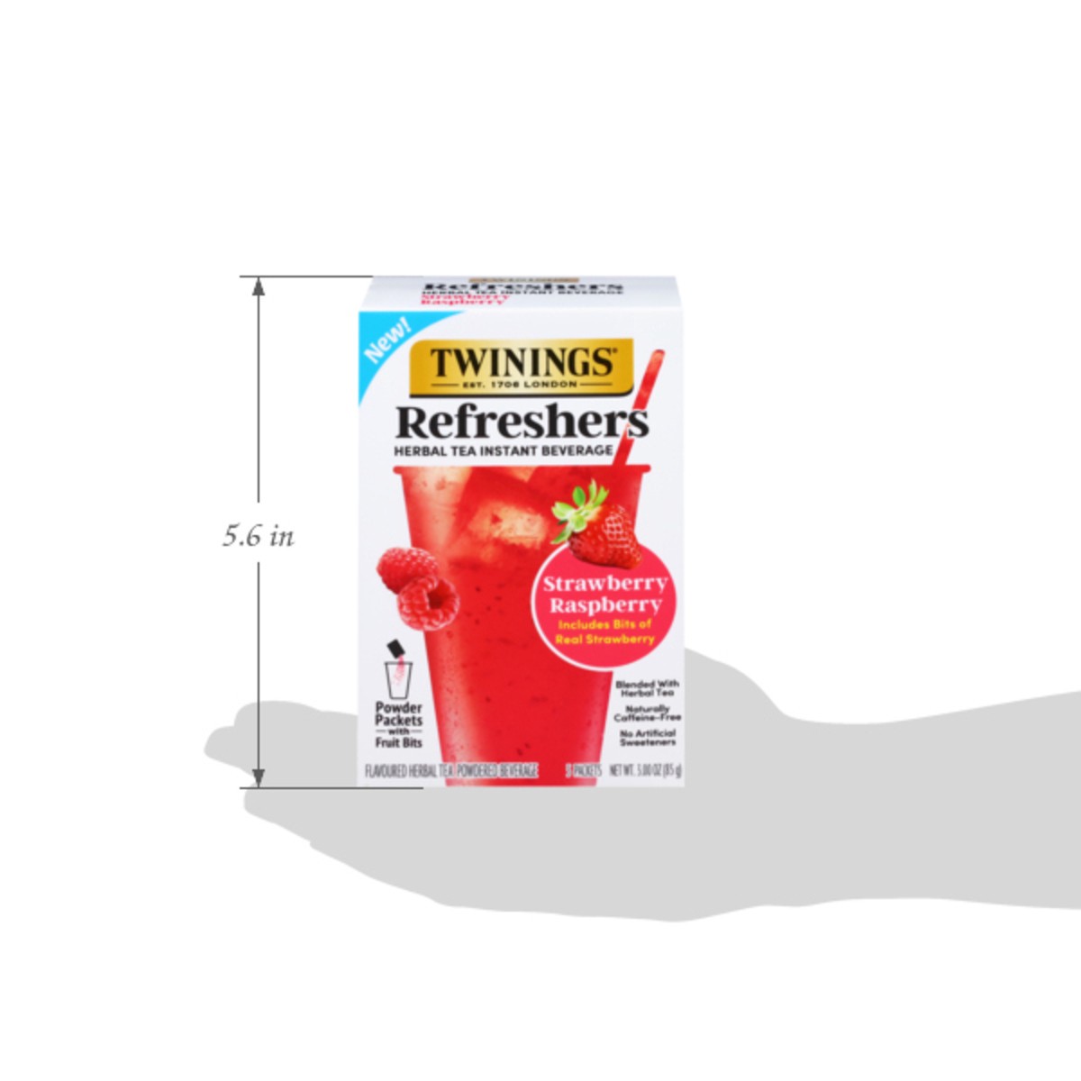 slide 8 of 14, Twinings Refreshers Instant Beverage Strawberry Raspberry Herbal Tea 5 Packets, 5 ct