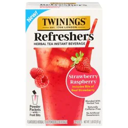 Twinings Refreshers Instant Beverage Strawberry Raspberry Herbal Tea 5 Packets