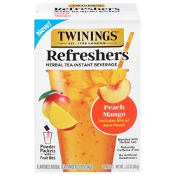 Twinings Refreshers Instant Beverage Peach Mango Herbal Tea 5 Packets
