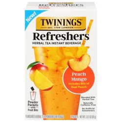 Twinings Refreshers Instant Beverage Peach Mango Herbal Tea 5 Packets