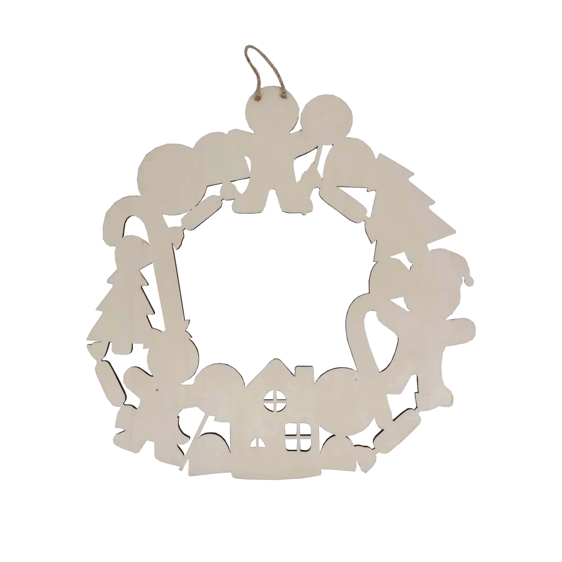 slide 2 of 3, 16" Gingerbread Wreath Diy Wood Decor By Make Market, 16 in