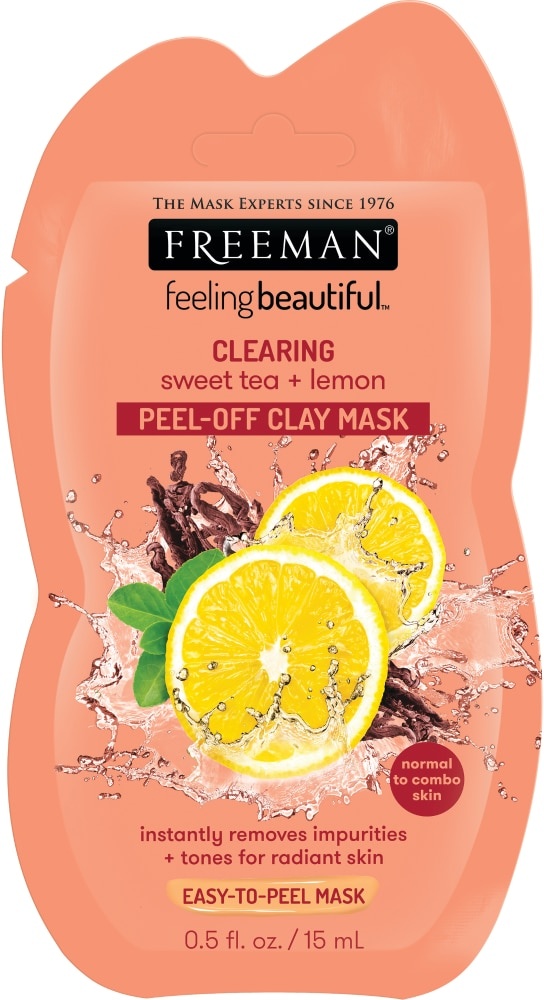 slide 1 of 1, Freeman Clearing Sweet Tea & Lemon Peel-Off Clay Mask, 0.5 fl oz