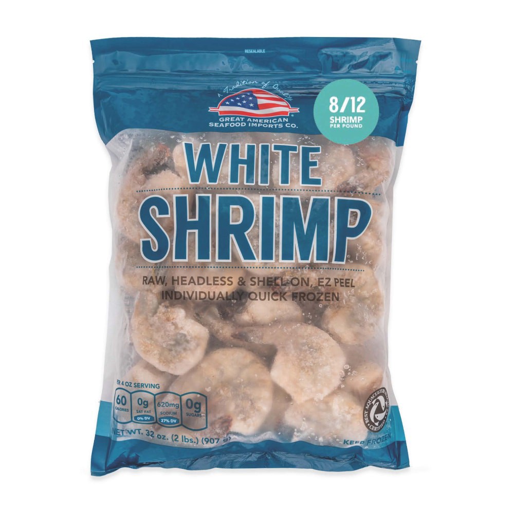 slide 1 of 1, Great American Seafood White Shrimp, 2 lb