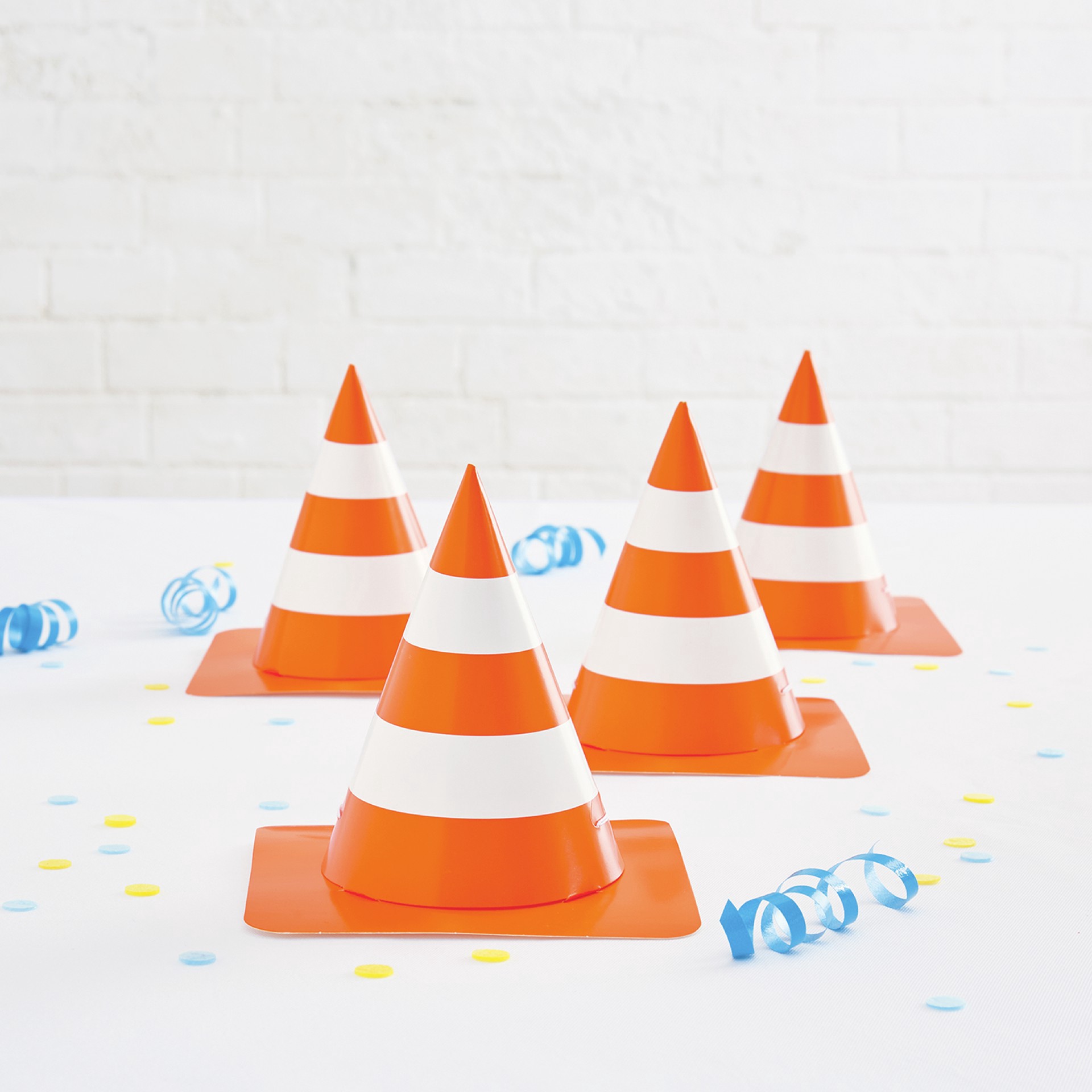 slide 2 of 3, 5" Orange & White Cone Party Hats, 6ct. By Celebrate It, 6 ct