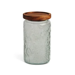 Core Bamboo Core Acacia Lid Canister Glass Frost 33.9 oz