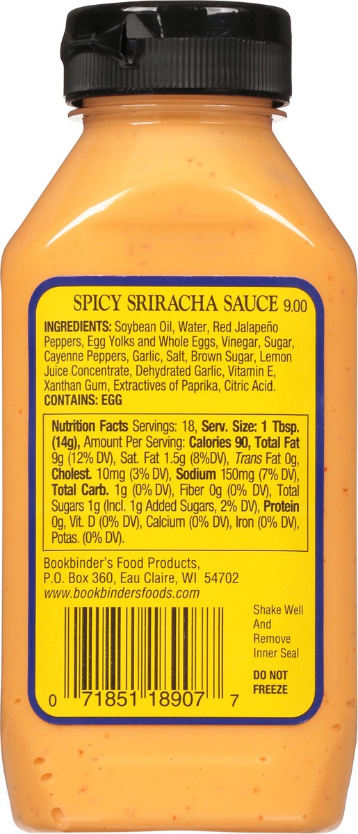 slide 5 of 9, Bookbinder's Spicy Sriracha Sauce 9.00 oz, 9 oz