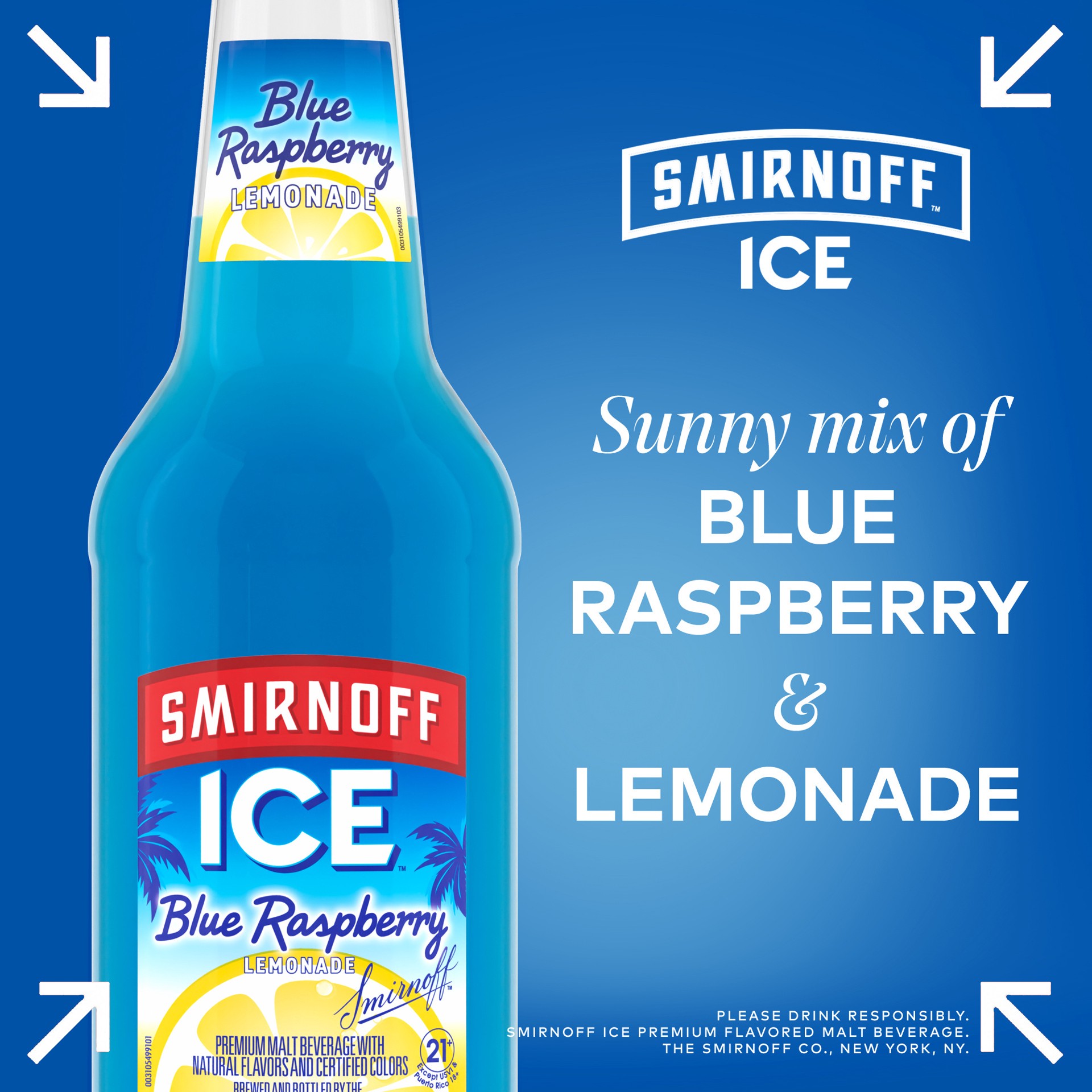 slide 9 of 10, Smirnoff Ice Blue Raspberry Lemonade, 11.2 fl oz, 6 Pack Bottles, 4.5% ABV, 11.2 fl oz