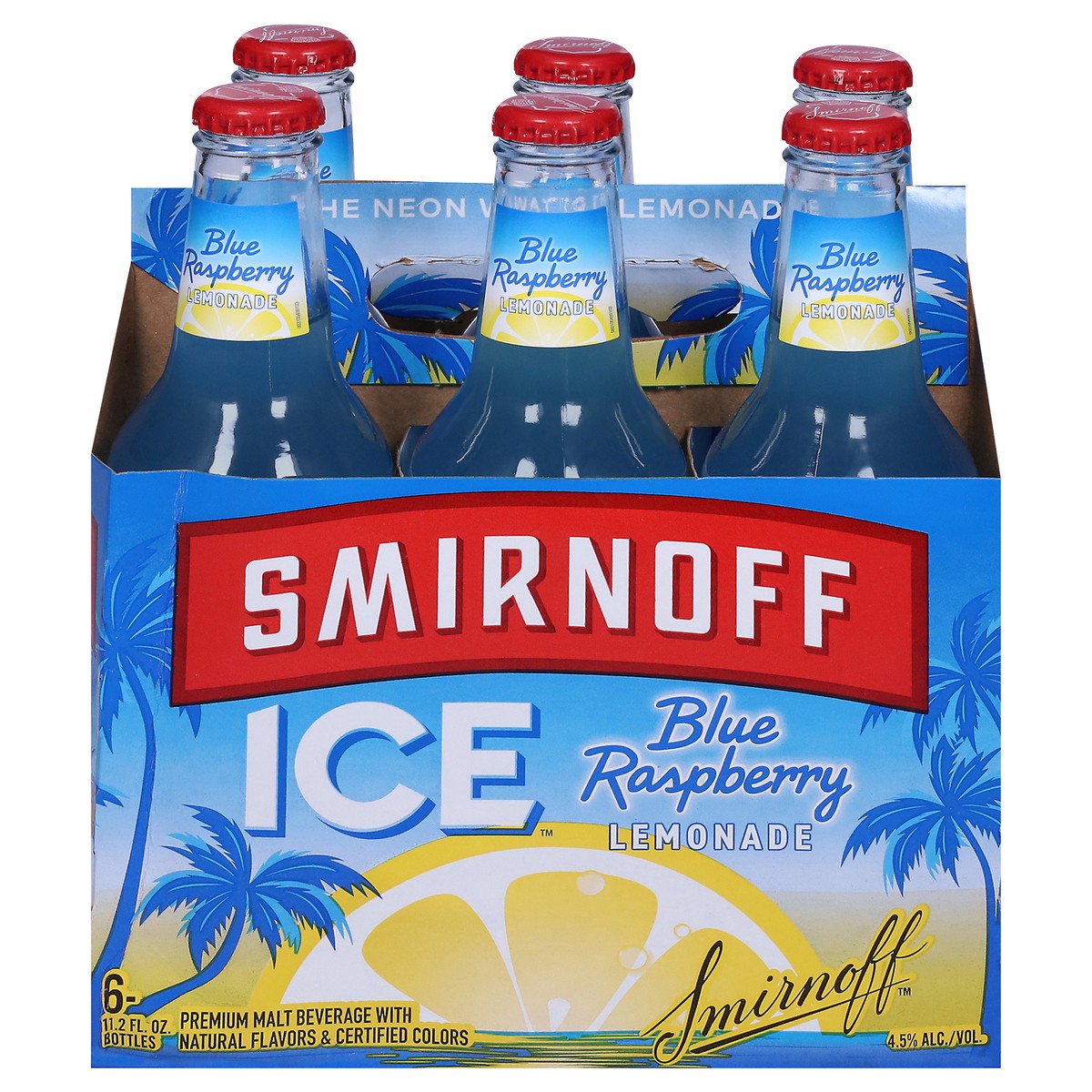 slide 1 of 10, Smirnoff Ice Blue Raspberry Lemonade, 11.2 fl oz, 6 Pack Bottles, 4.5% ABV, 6 ct; 11 oz