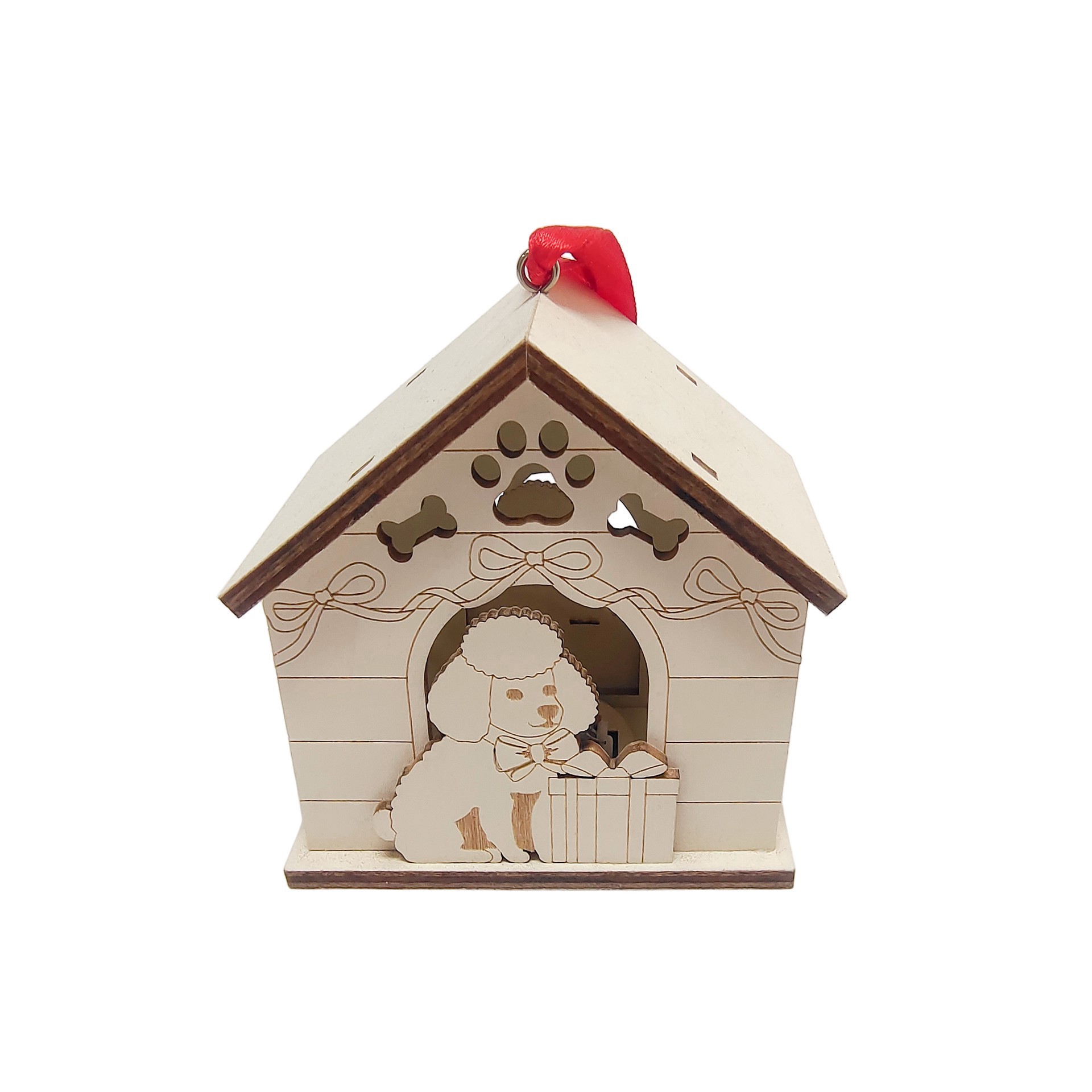 slide 2 of 3, 3.75" Unfinished Dog House Diy Led Wood Ornament By Make Market, 3.75 in x 2 in x 3.74 in