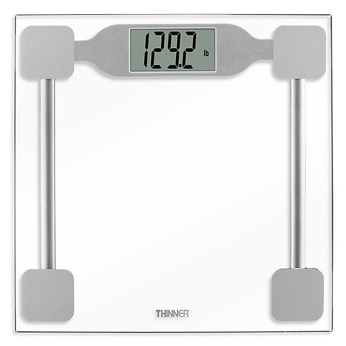 slide 1 of 2, Thinner by Conair Digital Precision Glass Bathroom Scale - Silver, 1 ct