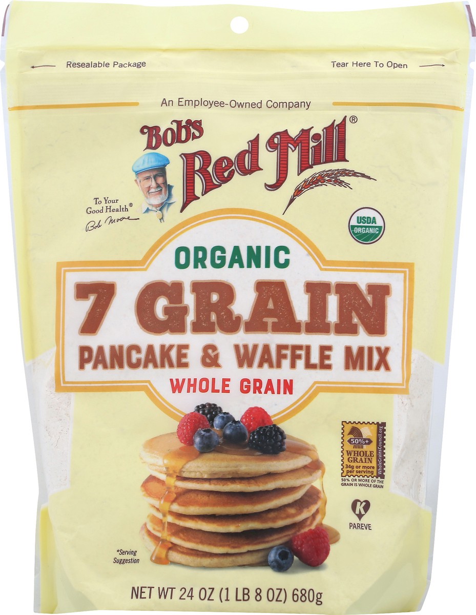 slide 2 of 8, Bob's Red Mill Organic 7 Grain Whole Grain Pancake & Waffle Mix 24 oz, 24 oz