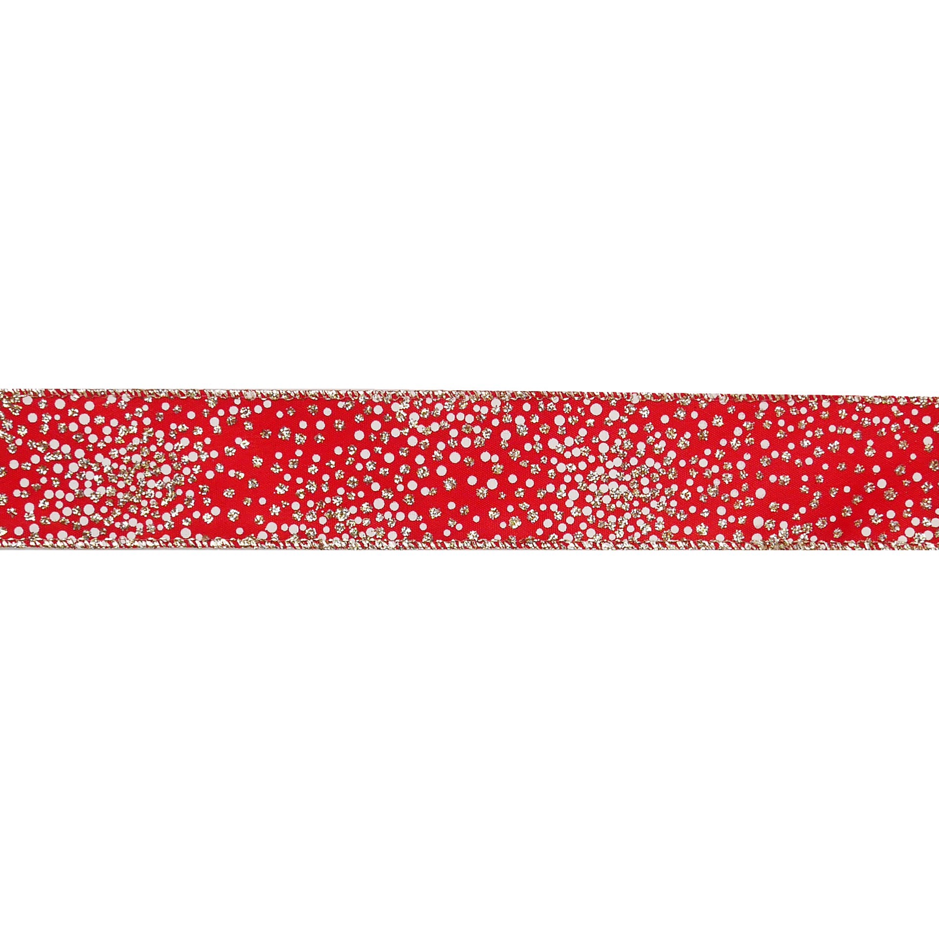 slide 2 of 3, 1.5" X 30ft. Red & Gold Dots Wired Ribbon By Celebrate It, 1.5 in x 30 ft