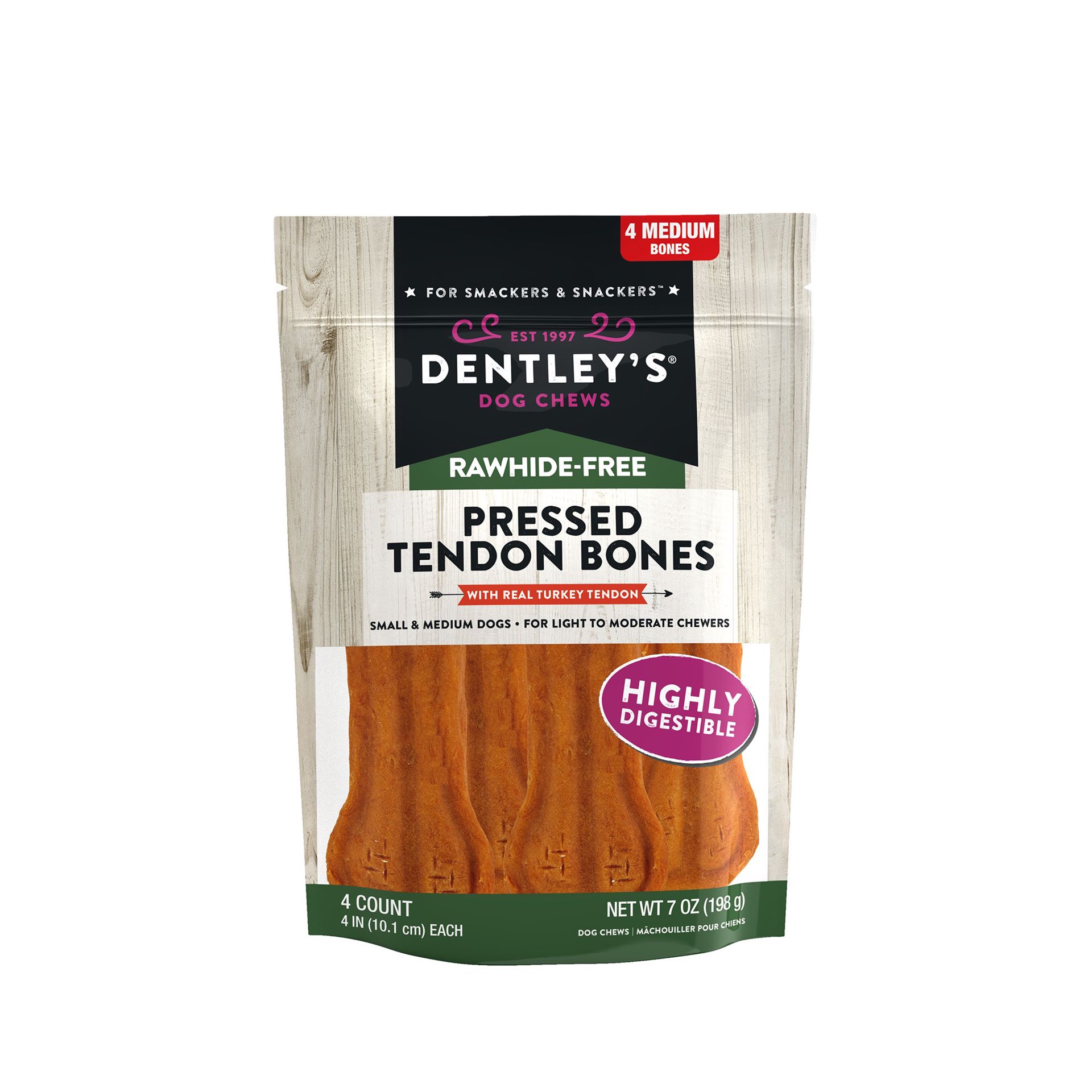 slide 1 of 1, Dentley's Rawhide-Free 4 Turkey Tendon Dog Chew - 4 Count", 4 ct