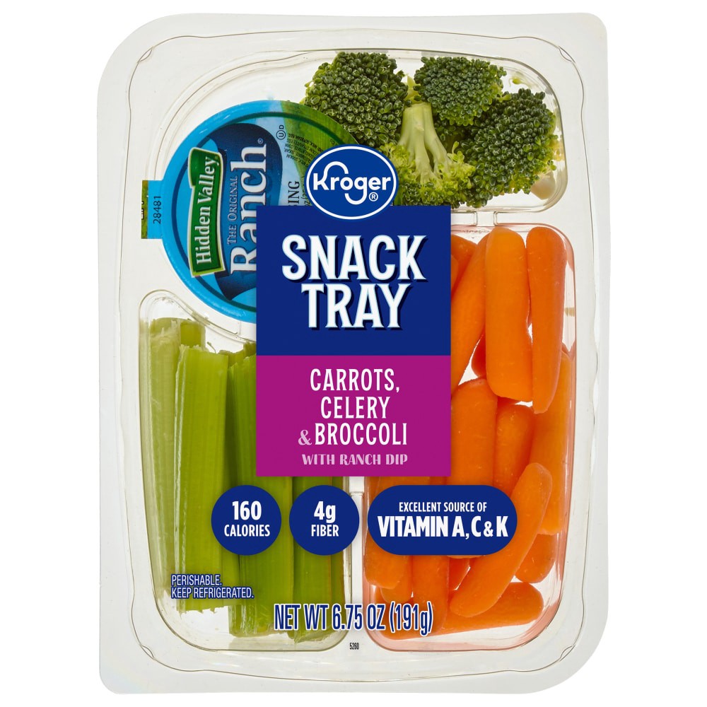 slide 1 of 3, Kroger Carrots Celery Broccoli & Ranch Dip Snack Tray, 6.75 oz