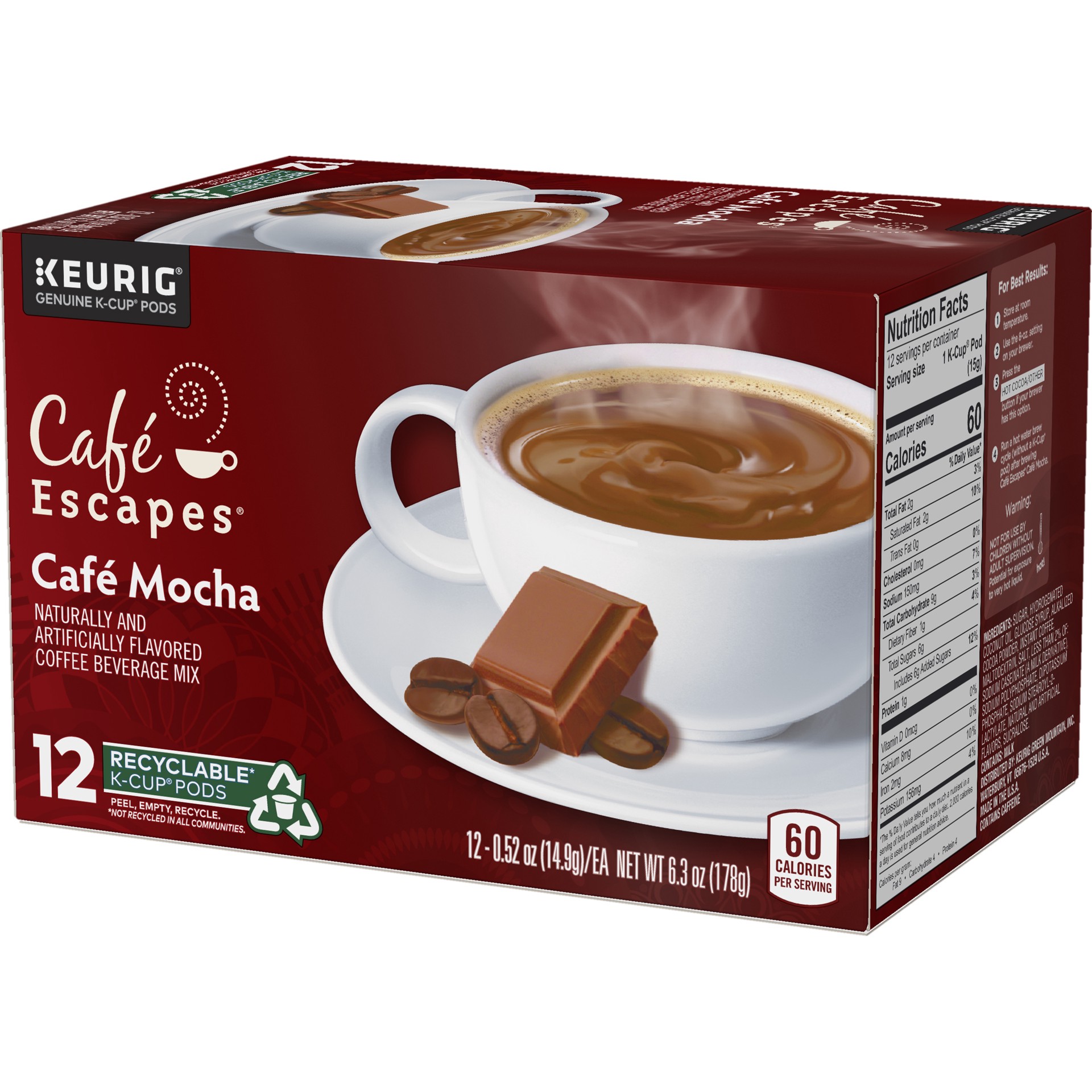 slide 4 of 5, Café Escapes Café Mocha Keurig Single-Serve K-Cup Pods, 12 Count, 12 ct