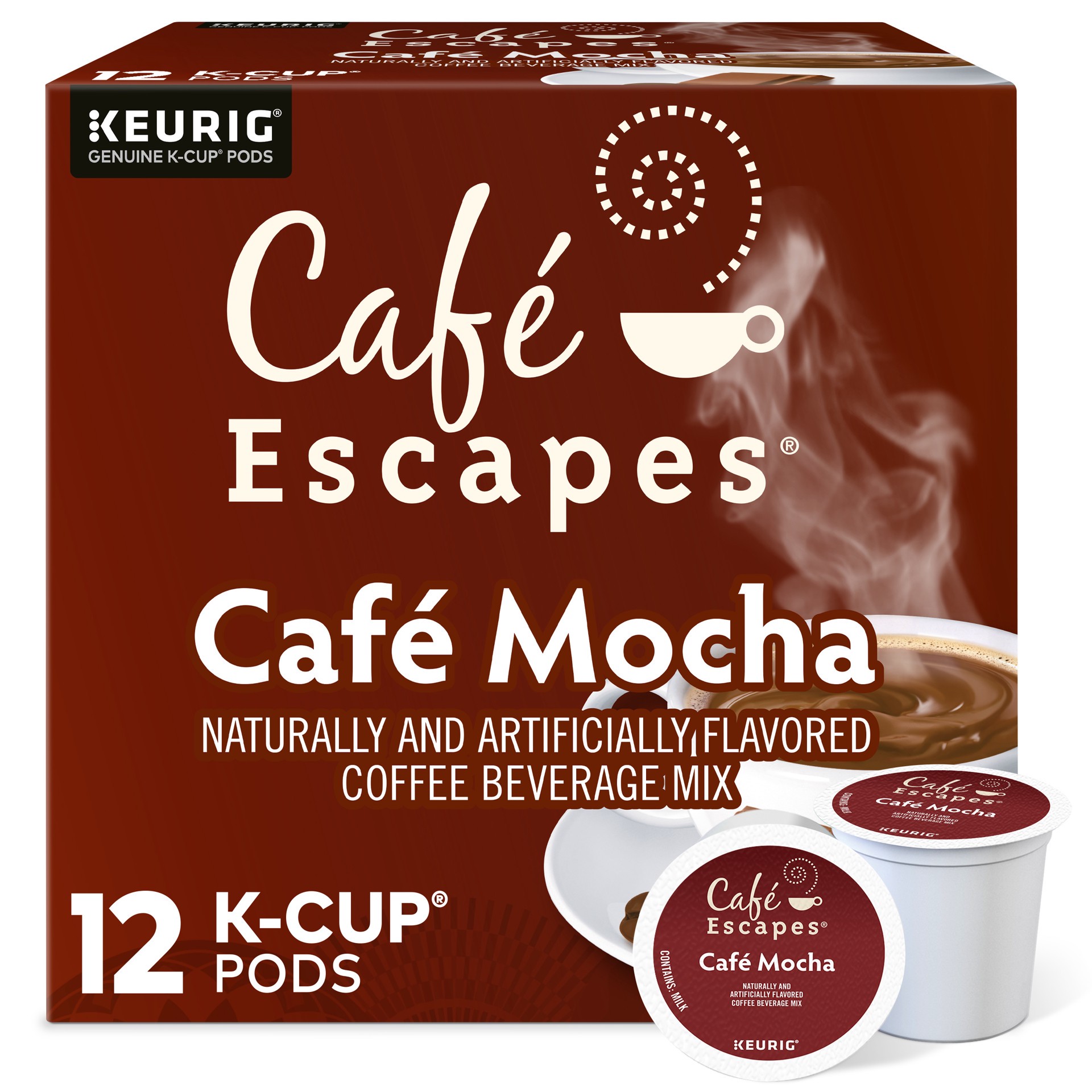 slide 1 of 5, Café Escapes Café Mocha Keurig Single-Serve K-Cup Pods, 12 Count, 12 ct
