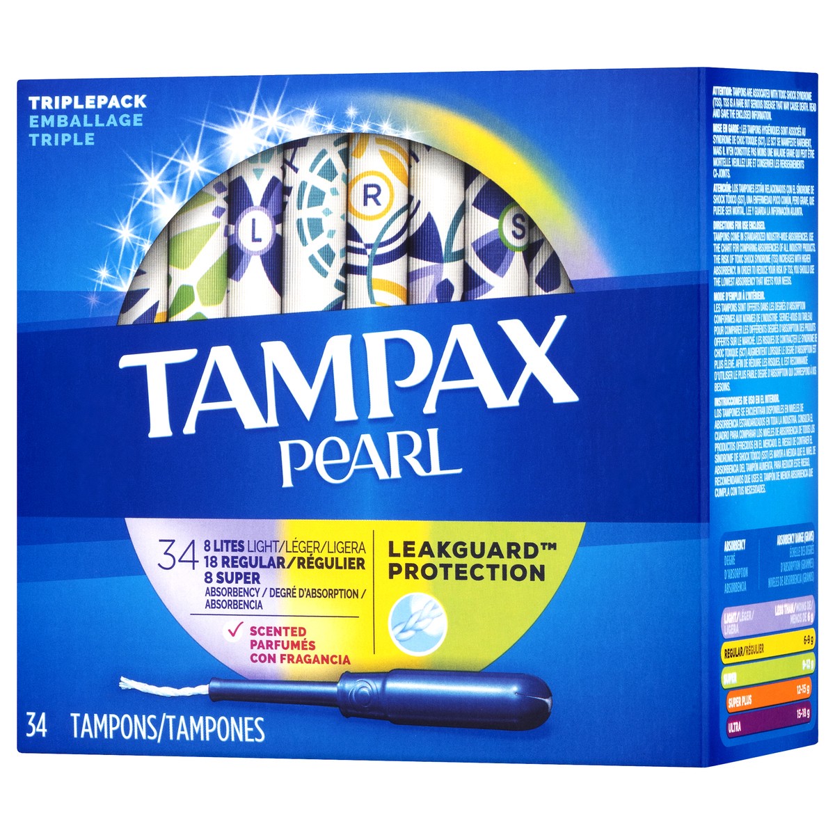 slide 3 of 9, Tampax Triple Pack Pearl Scented Tampons 34.0 ea, 34 ct