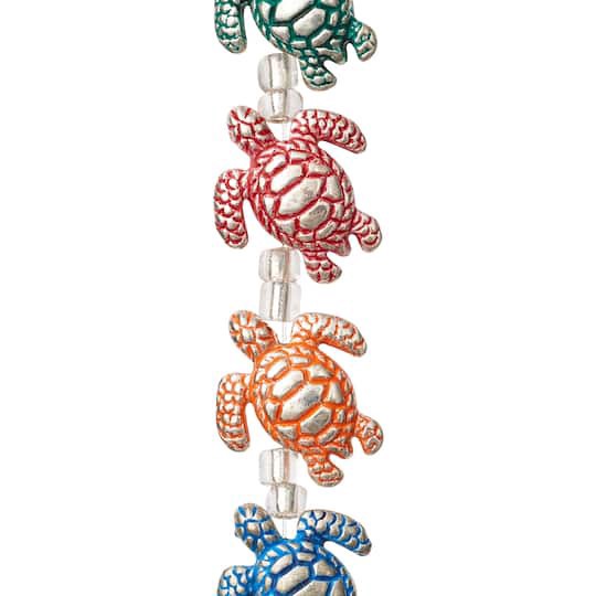 slide 1 of 3, Multicolor Metal Turtle Beads, 18mm By Bead Landing, 18mm