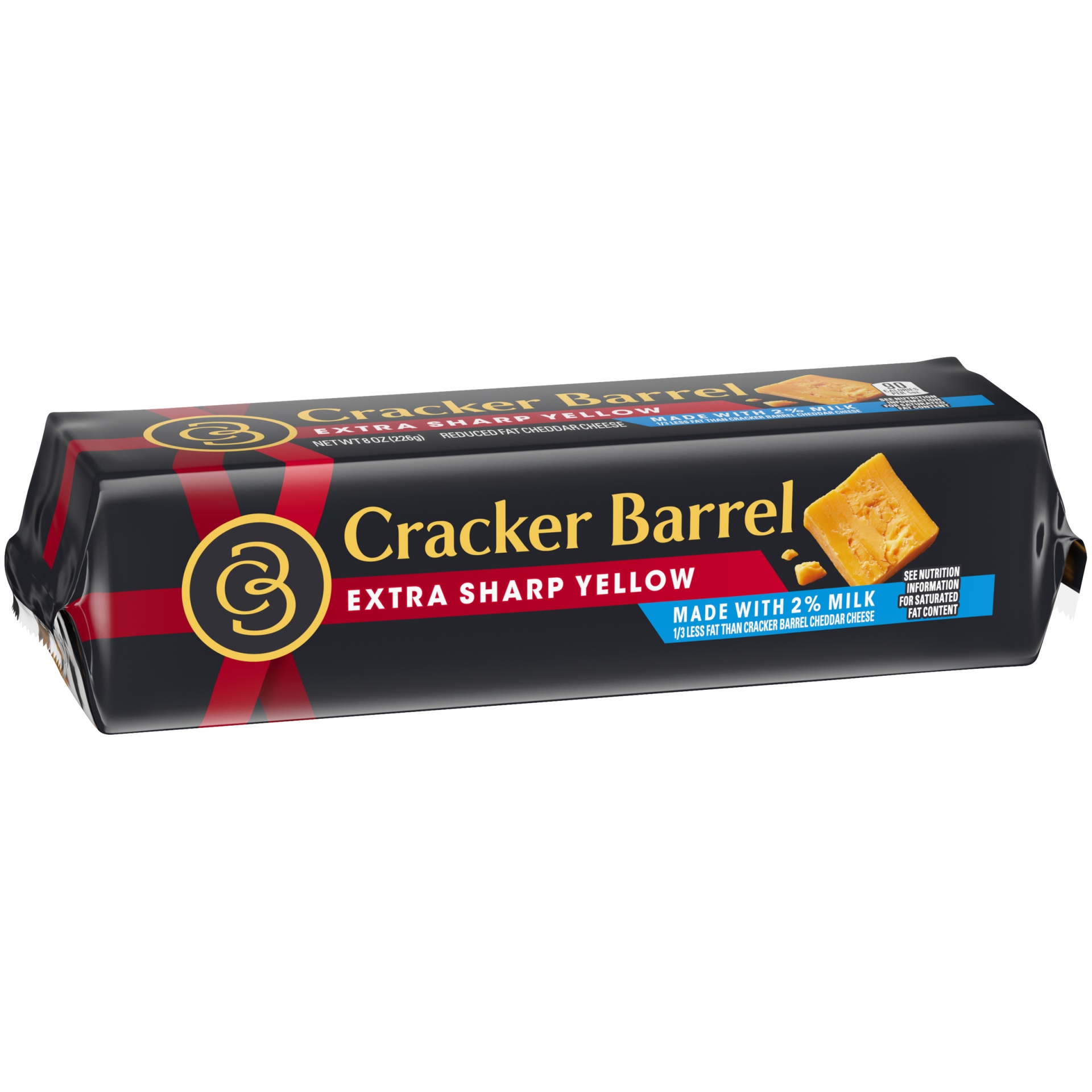 slide 5 of 6, Cracker Barrel Extra Sharp Yellow Cheddar Cheese with 2% Milk Block, 8 oz