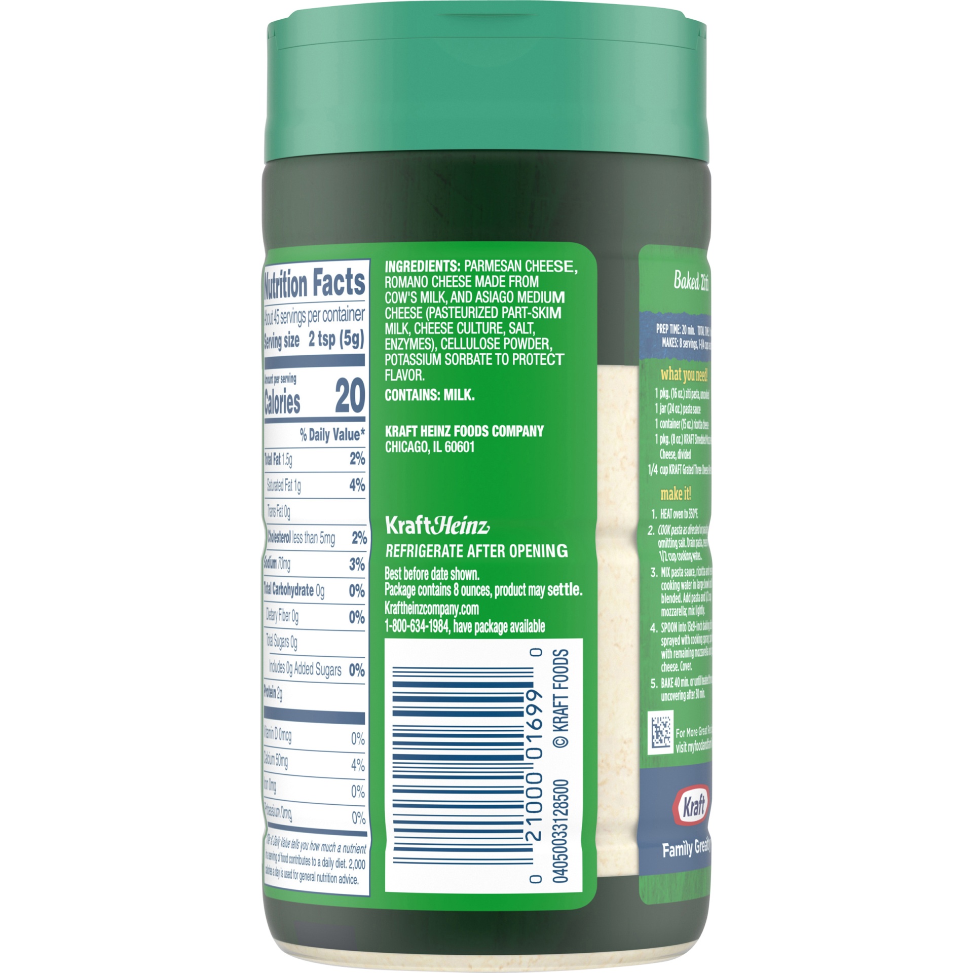 slide 5 of 6, Kraft Three Cheese Blend Grated Cheese, 8 oz