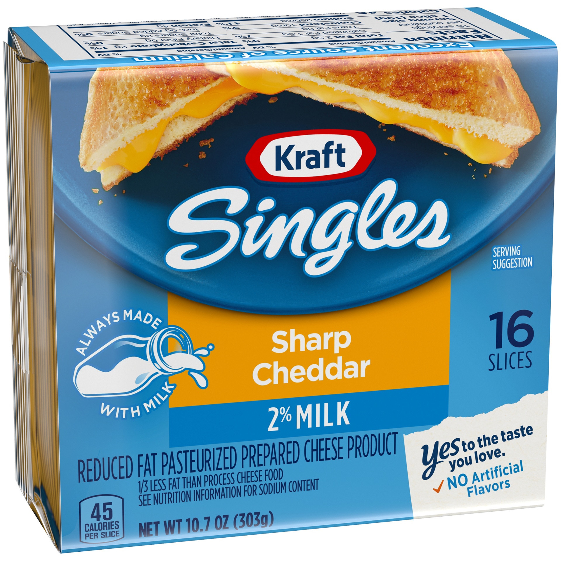 slide 5 of 6, Kraft Singles Sharp Cheddar Cheese Slices with 2% Milk, 16 ct Pack, 16 ct