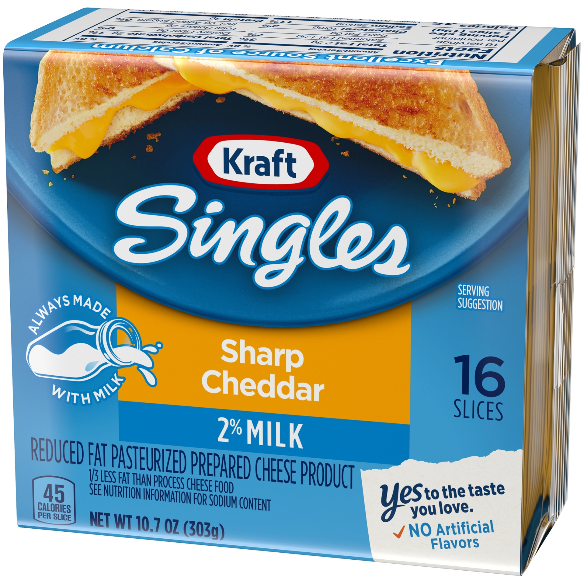 slide 2 of 6, Kraft Singles Sharp Cheddar Cheese Slices with 2% Milk, 16 ct Pack, 16 ct