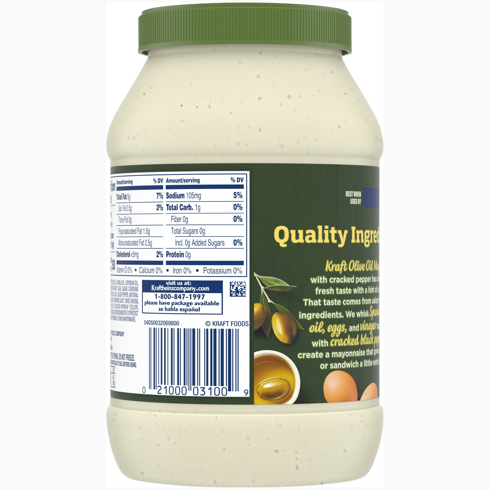 slide 4 of 6, Kraft Mayo with Olive Oil & Cracked Pepper Reduced Fat Mayonnaise Jar, 30 fl oz