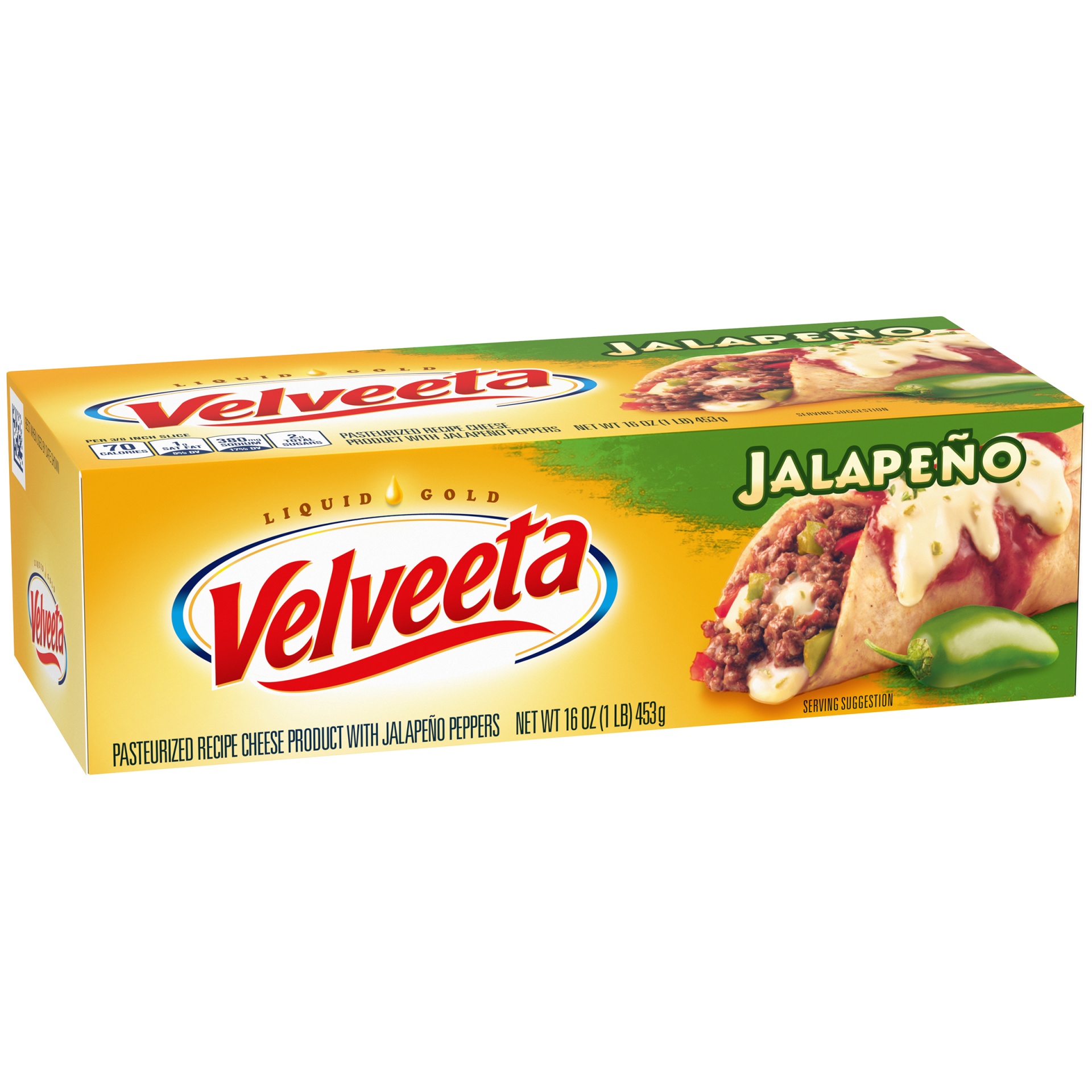 slide 2 of 6, Velveeta Jalapeno Cheese with Jalapeno Peppers, 16 oz Block, 16 oz