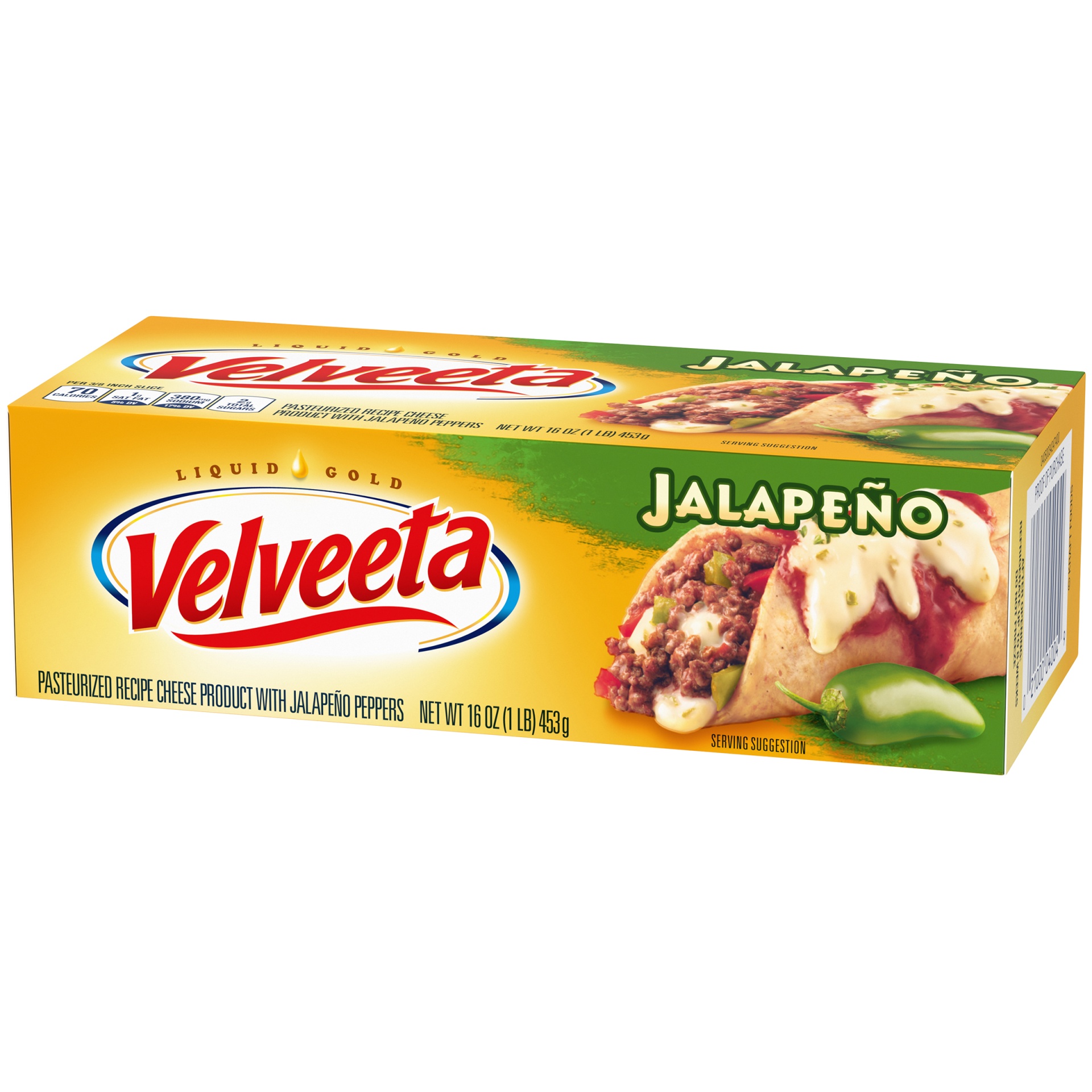 slide 3 of 6, Velveeta Jalapeno Cheese with Jalapeno Peppers, 16 oz Block, 16 oz