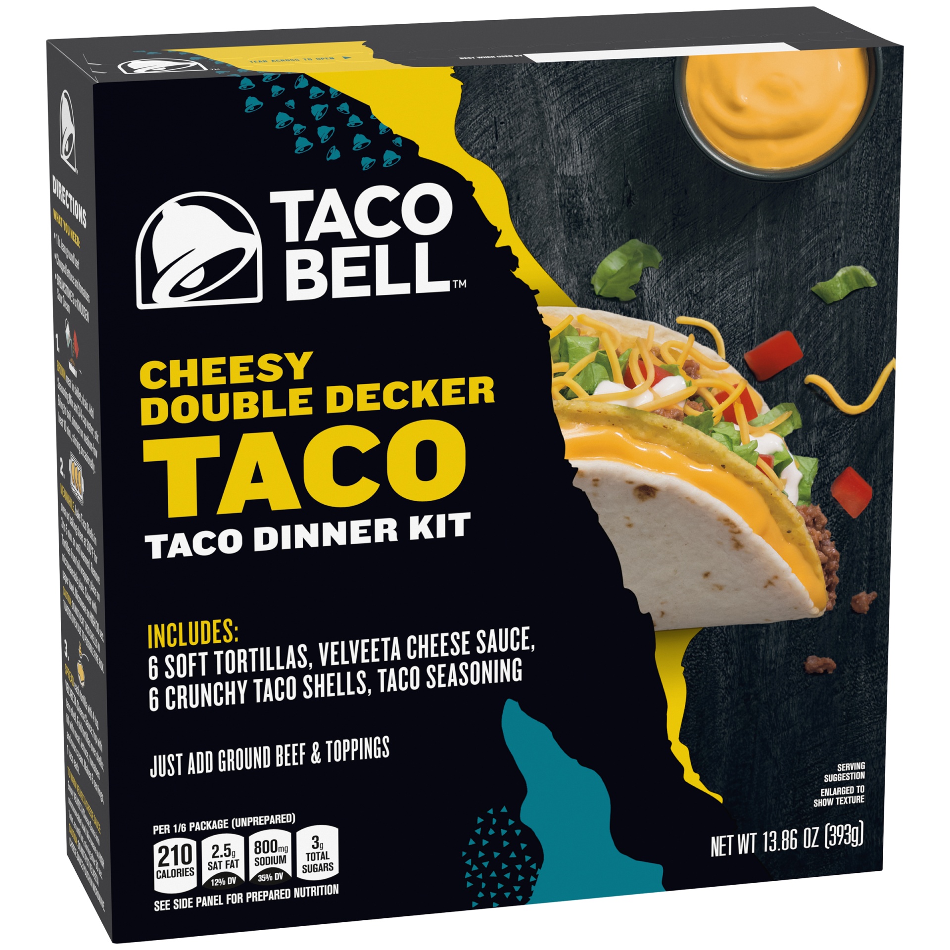 slide 2 of 6, Taco Bell Cheesy Double Decker Taco Dinner Kit, 13.86 oz