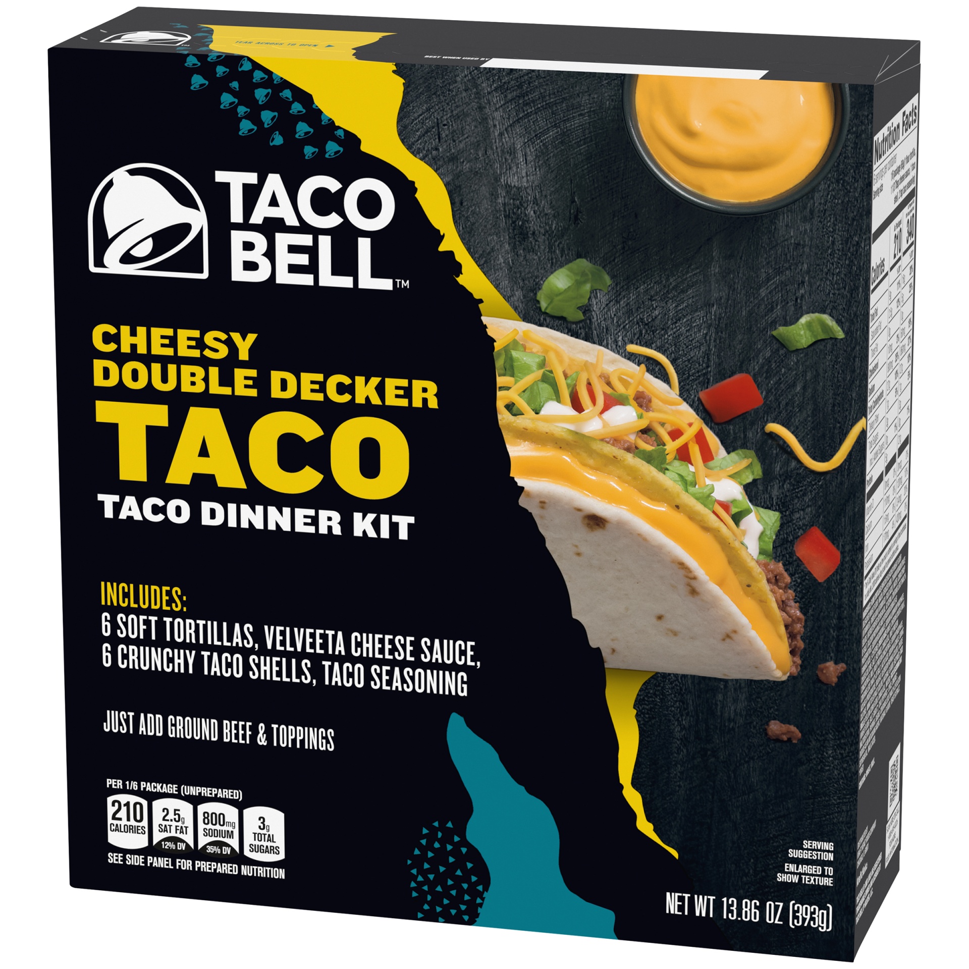 slide 3 of 6, Taco Bell Cheesy Double Decker Taco Dinner Kit, 13.86 oz