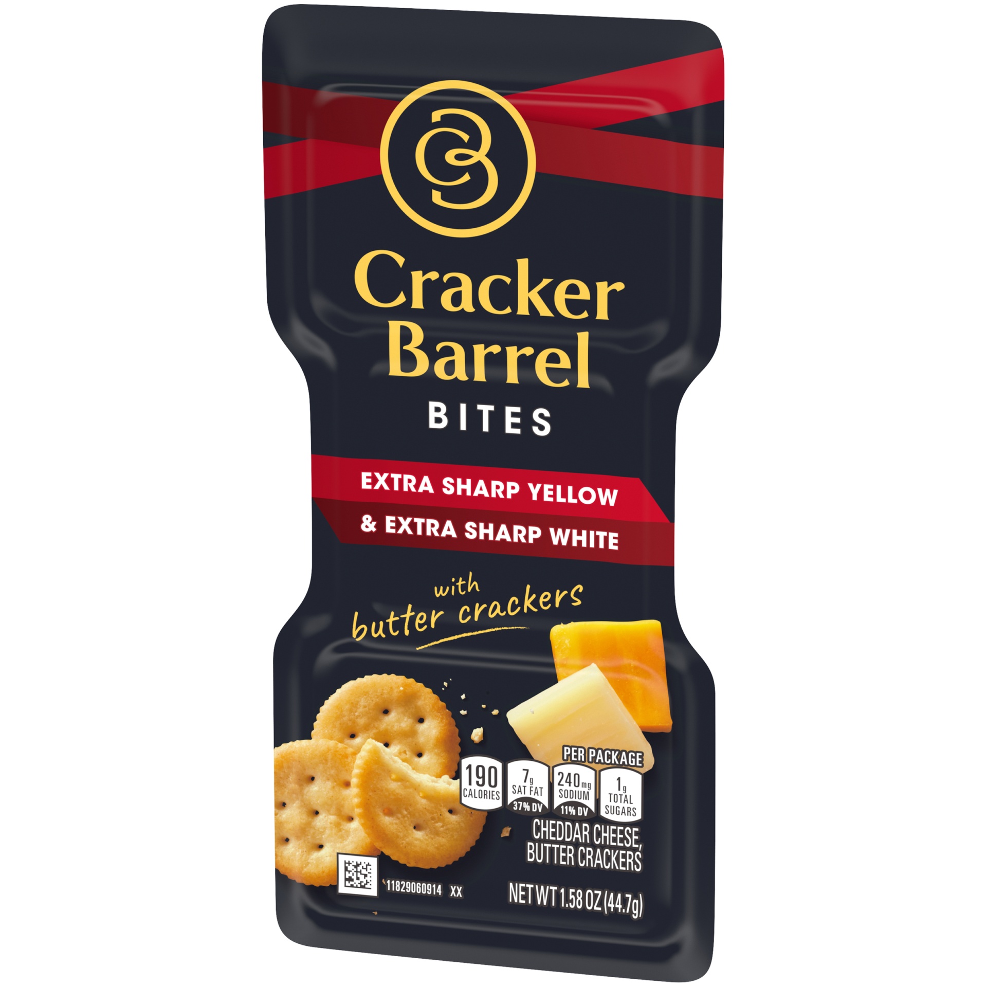 slide 3 of 6, Cracker Barell Bites Extra Sharp Yellow & Extra Sharp White Cheddar Cheese With Butter Crackers, 1.58 oz