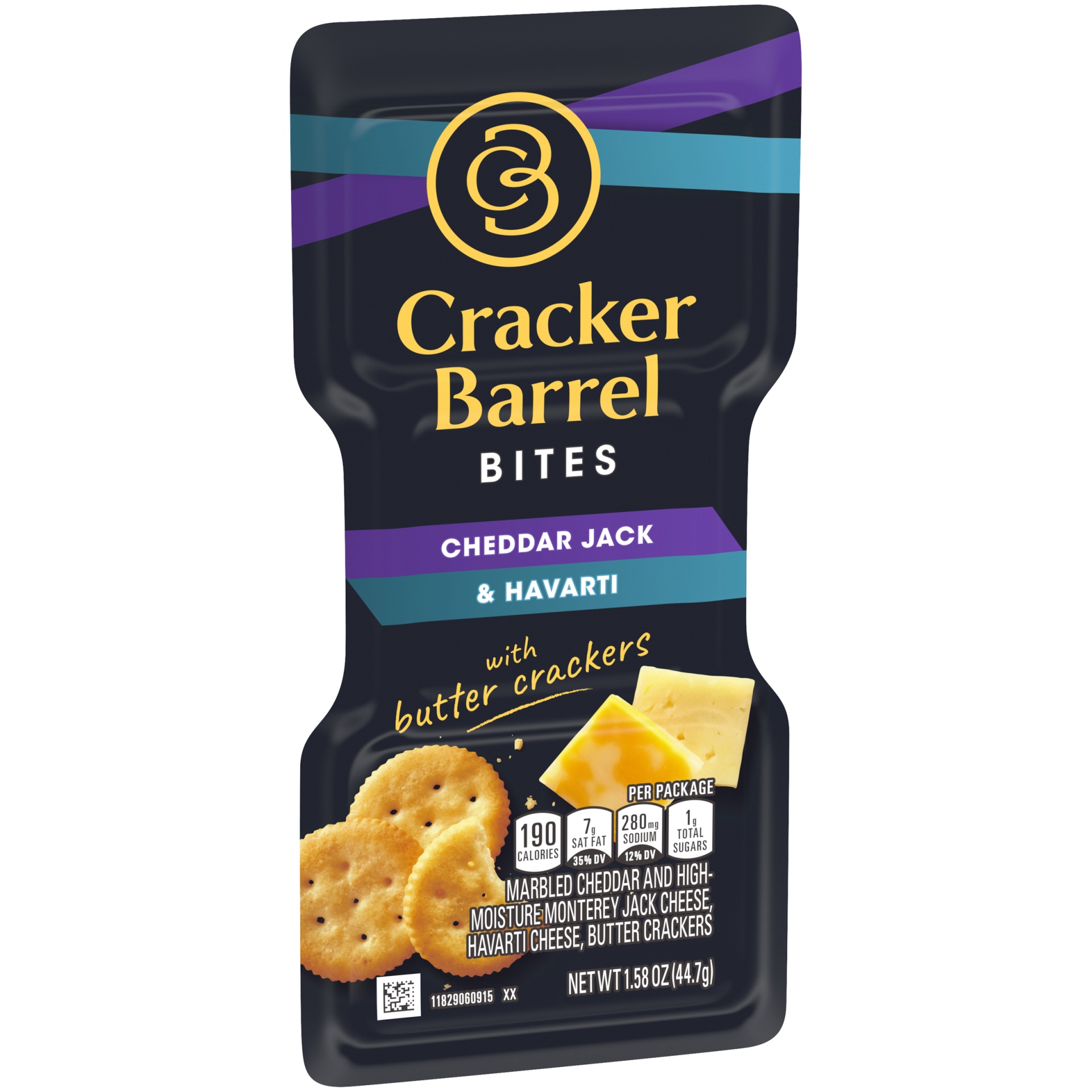 slide 6 of 6, Cracker Barell Bites Cheddar Jack & Havarti Cheese With Butter Crackers, 1.58 oz