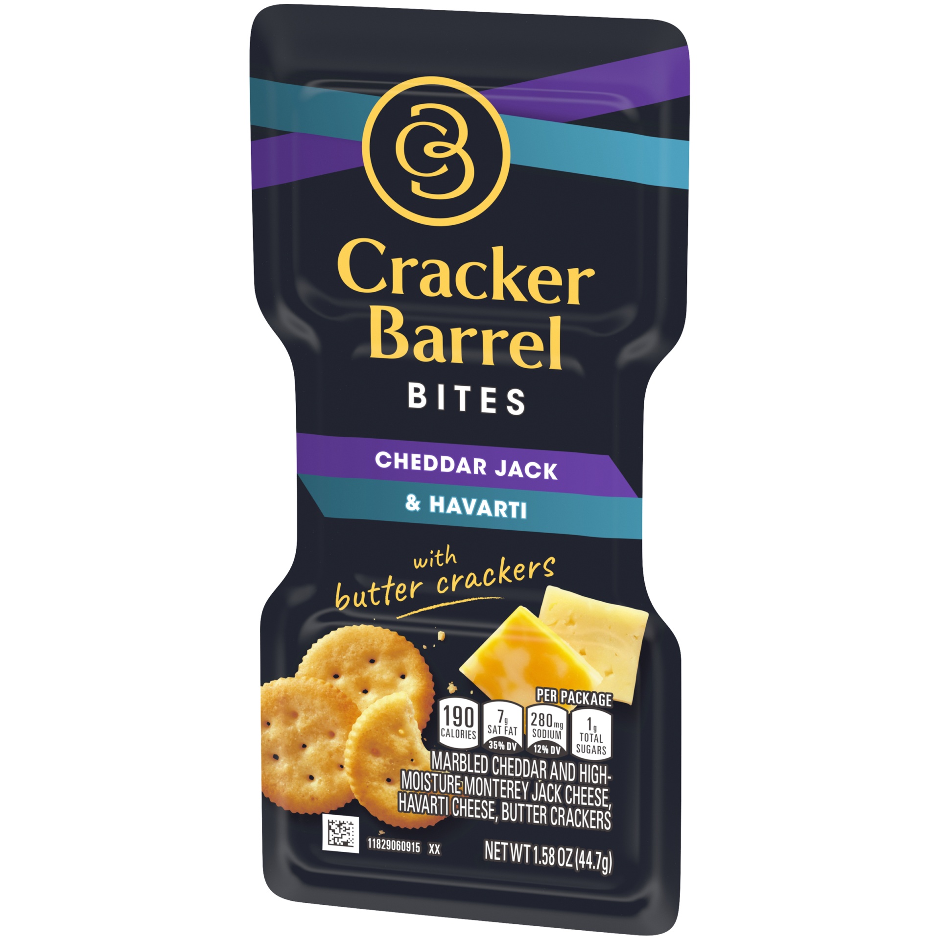 slide 3 of 6, Cracker Barell Bites Cheddar Jack & Havarti Cheese With Butter Crackers, 1.58 oz